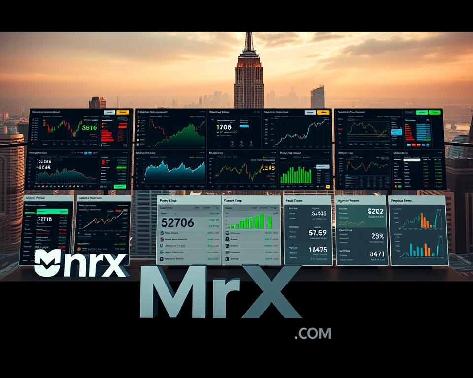 Detailed comparison of leading cryptocurrency exchange platforms, showcased in a visually striking display. The foreground features the prominent brand "MrX" alongside an array of sleek, modern trading interfaces. The middle ground highlights key features and metrics, presented in a clean, data-driven layout. The background sets the scene with a cityscape of skyscrapers, symbolizing the global, interconnected nature of the cryptocurrency market. Soft, warm lighting creates a professional, authoritative atmosphere, while a cinematic camera angle emphasizes the scale and importance of the subject matter. The overall composition conveys the power and sophistication of the cryptocurrency exchange ecosystem.