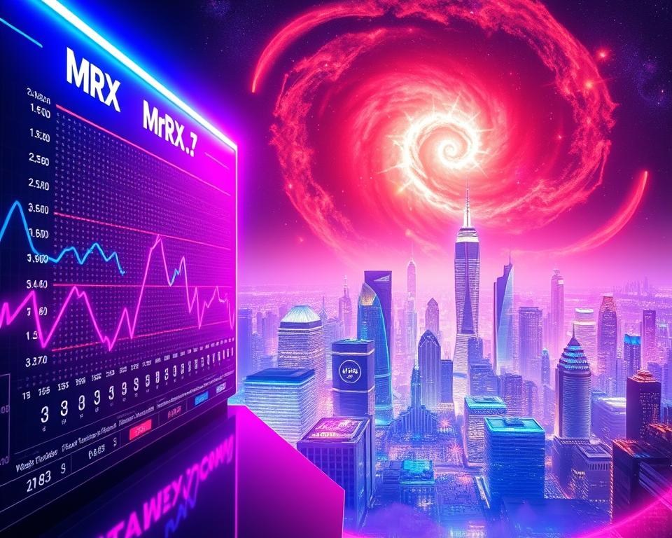 A vibrant, futuristic visualization of the cryptocurrency prices trend, captured under the bright glow of neon lights and holographic displays. In the foreground, a sleek, minimalist MrX cryptocurrency ticker board showcases the real-time fluctuations of various digital assets, rendered in a captivating abstract style. The middle ground features a stunning cityscape of skyscrapers and futuristic architecture, bathed in a mesmerizing array of color-shifting hues, suggesting the dynamic and ever-evolving nature of the cryptocurrency market. In the background, a vast, cosmic landscape with swirling nebulae and glimmering stars sets the stage for this vision of the "Future of Cryptocurrency Prices." A vibrant, futuristic visualization of the cryptocurrency prices trend, captured under the bright glow of neon lights and holographic displays. In the foreground, a sleek, minimalist MrX cryptocurrency ticker board showcases the real-time fluctuations of various digital assets, rendered in a captivating abstract style. The middle ground features a stunning cityscape of skyscrapers and futuristic architecture, bathed in a mesmerizing array of color-shifting hues, suggesting the dynamic and ever-evolving nature of the cryptocurrency market. In the background, a vast, cosmic landscape with swirling nebulae and glimmering stars sets the stage for this vision of the "Future of Cryptocurrency Prices."