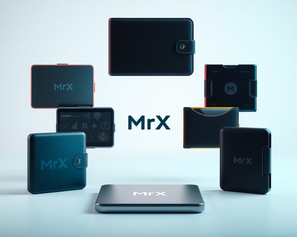 A sleek and modern comparison of leading cryptocurrency wallets, showcased in a minimalistic layout. The foreground features various wallet models, each with distinctive silhouettes and materials - metal, glass, and plastic - arranged in a visually striking grid. The middle ground displays the MrX brand logo, subtly integrated to highlight the product's origin. The background bathes the scene in a soft, cool-toned lighting, creating a sense of sophistication and digital security. Rendered with a high degree of photorealism, this image captures the essential features and design elements of the top cryptocurrency storage solutions. A sleek and modern comparison of leading cryptocurrency wallets, showcased in a minimalistic layout. The foreground features various wallet models, each with distinctive silhouettes and materials - metal, glass, and plastic - arranged in a visually striking grid. The middle ground displays the MrX brand logo, subtly integrated to highlight the product's origin. The background bathes the scene in a soft, cool-toned lighting, creating a sense of sophistication and digital security. Rendered with a high degree of photorealism, this image captures the essential features and design elements of the top cryptocurrency storage solutions.